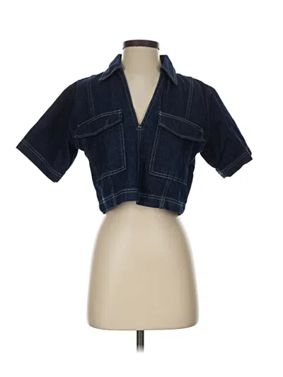 Pre-owned Zara Short Sleeve Button Down Shirt In Blue