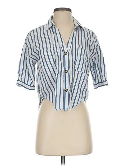 Pre-owned Zara Short Sleeve Button Down Shirt In Blue