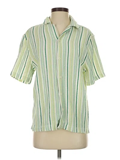 Pre-owned Zara Short Sleeve Button Down Shirt In Green