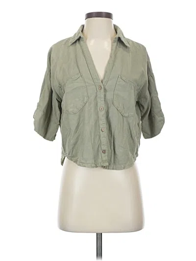 Pre-owned Zara Short Sleeve Button Down Shirt In Green