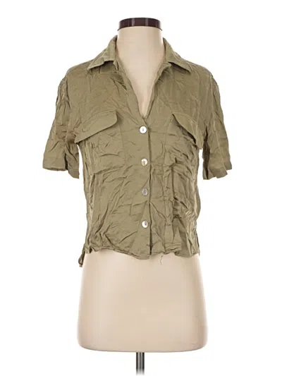 Pre-owned Zara Short Sleeve Button Down Shirt In Green