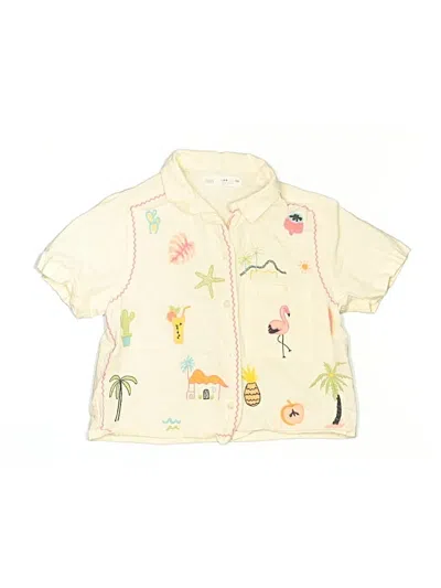 Pre-owned Zara Kids' Short Sleeve Button Down Shirt In Ivory