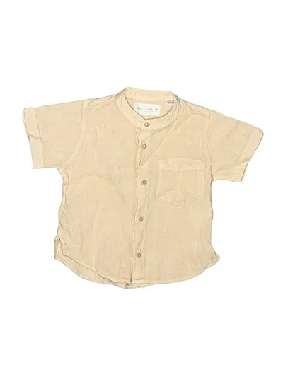 Pre-owned Zara Babies' Short Sleeve Button Down Shirt In Tan
