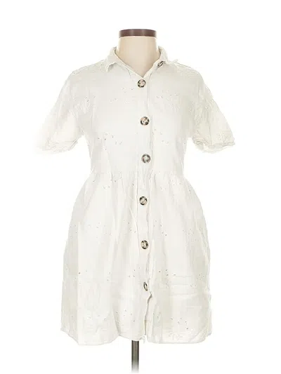 Pre-owned Zara Short Sleeve Button Down Shirt In White