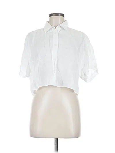 Pre-owned Zara Short Sleeve Button Down Shirt In White