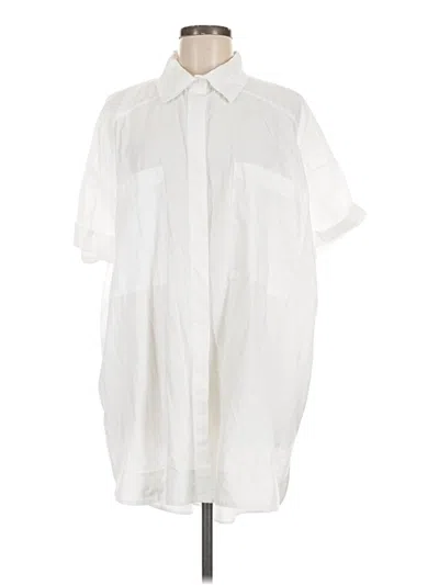 Pre-owned Zara Short Sleeve Button Down Shirt In White