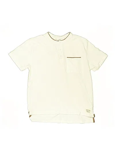 Pre-owned Zara Kids' Short Sleeve Henley Shirt In White