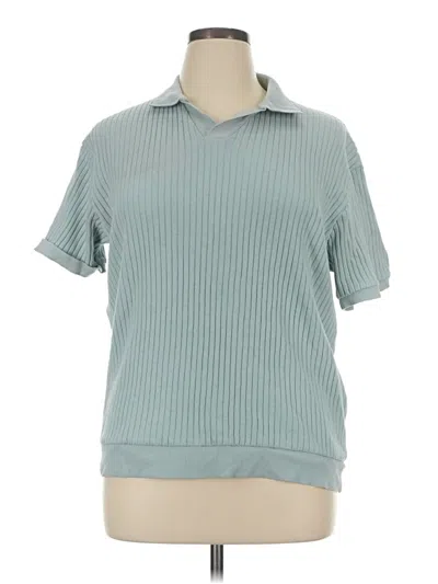 Pre-owned Zara Short Sleeve Polo Shirt In Teal