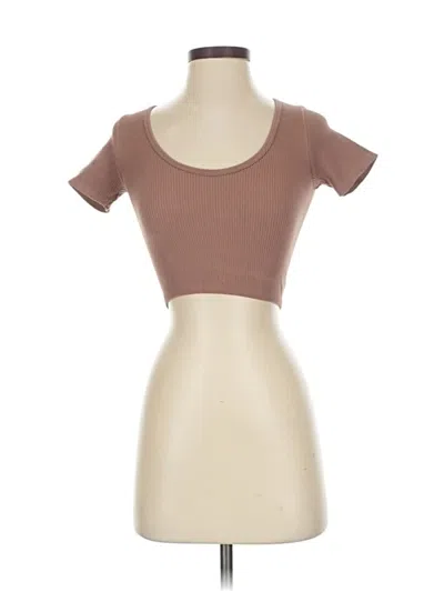 Pre-owned Zara Short Sleeve T-shirt In Brown