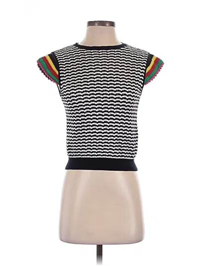 Pre-owned Zara Short Sleeve Top Black Boatneck Tops