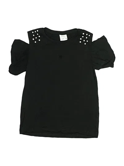 Pre-owned Zara Kids' Short Sleeve Top Black Cold Shoulder Neckline Tops