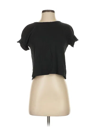 Pre-owned Zara Short Sleeve Top Black Keyhole Neckline Tops