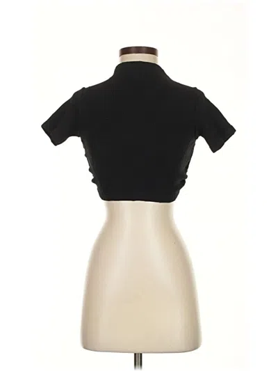 Zara Short Sleeve Top Black Keyhole Neckline Tops
