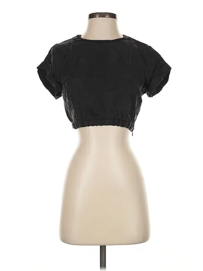 Pre-owned Zara Short Sleeve Top Black Keyhole Neckline Tops