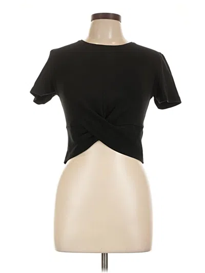 Pre-owned Zara Short Sleeve Top Black Keyhole Neckline Tops