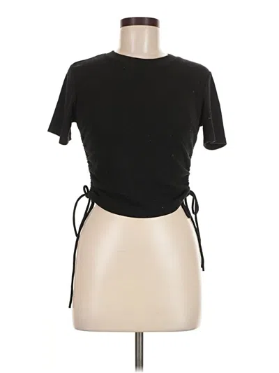 Pre-owned Zara Short Sleeve Top Black Keyhole Neckline Tops