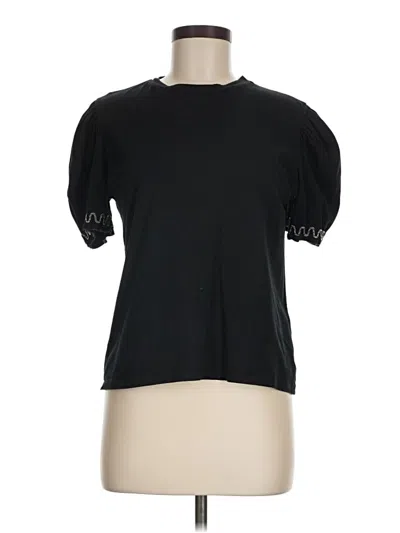 Pre-owned Zara Short Sleeve Top Black Keyhole Neckline Tops