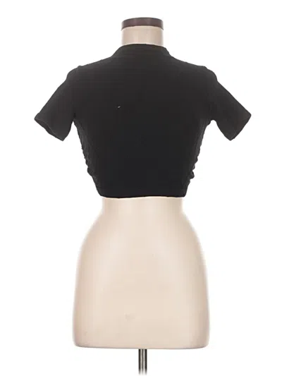Pre-owned Zara Short Sleeve Top Black Keyhole Neckline Tops
