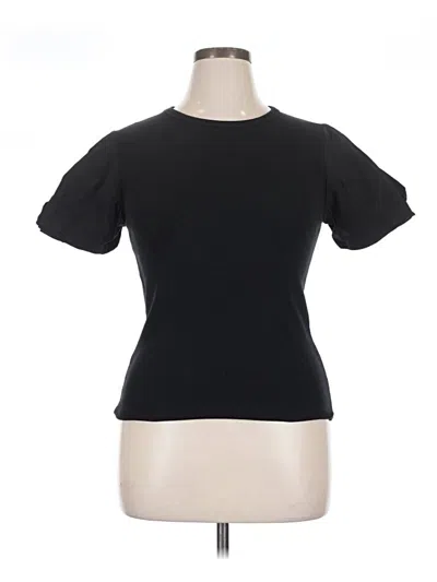 Pre-owned Zara Short Sleeve Top Black Keyhole Neckline Tops