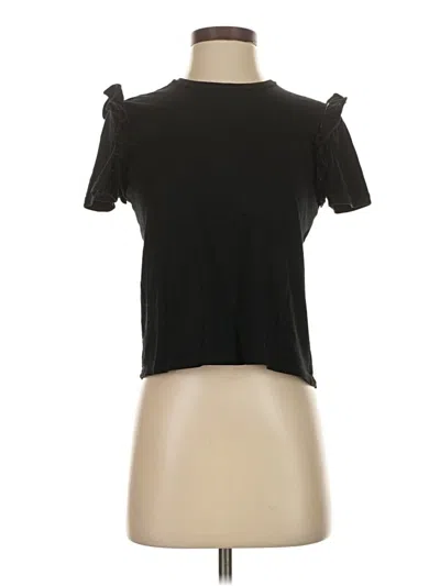 Pre-owned Zara Short Sleeve Top Black Keyhole Neckline Tops