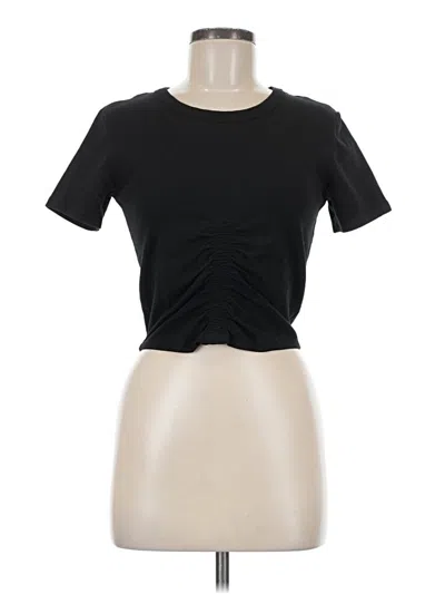 Pre-owned Zara Short Sleeve Top Black Keyhole Neckline Tops