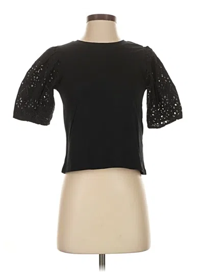 Pre-owned Zara Short Sleeve Top Black Keyhole Neckline Tops