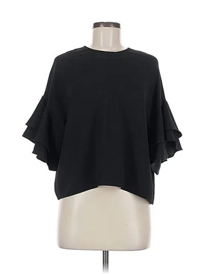 Pre-owned Zara Short Sleeve Top Black Mock Neckline Tops