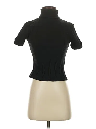 Pre-owned Zara Short Sleeve Top Black Mock Neckline Tops