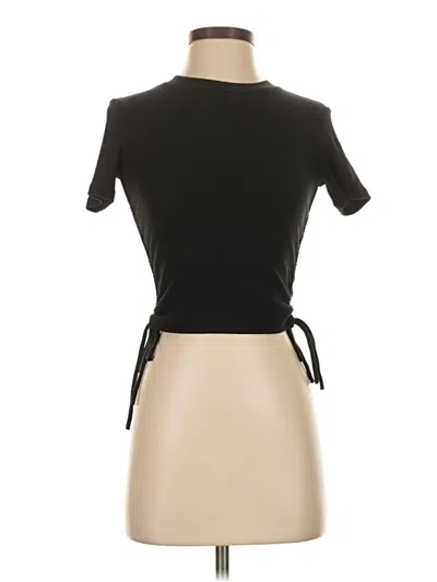 Pre-owned Zara Short Sleeve Top Black Mock Neckline Tops