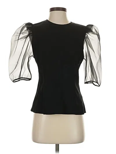 Pre-owned Zara Short Sleeve Top Black Mock Neckline Tops
