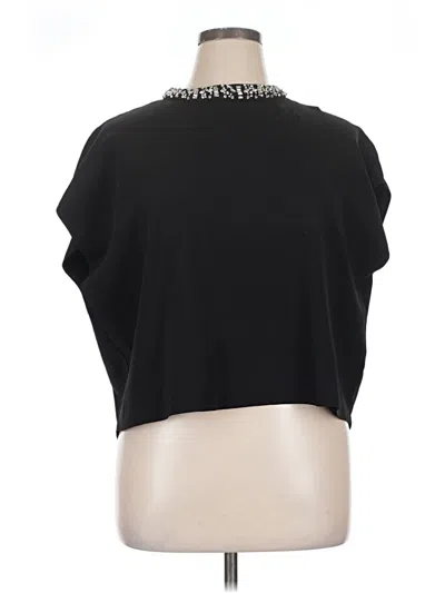 Pre-owned Zara Short Sleeve Top Black Mock Neckline Tops