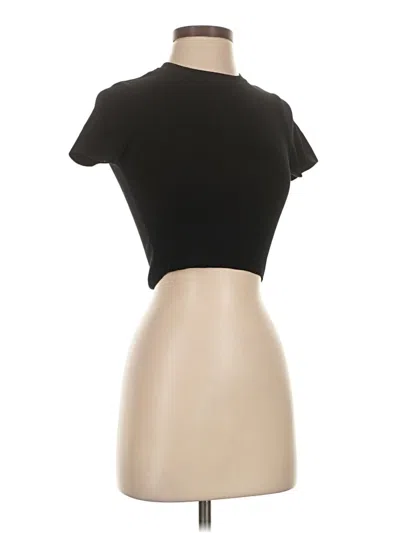 Pre-owned Zara Short Sleeve Top Black Mock Neckline Tops