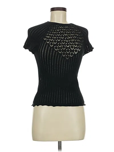 Pre-owned Zara Short Sleeve Top Black Mock Neckline Tops