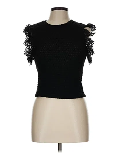 Pre-owned Zara Short Sleeve Top Black Mock Neckline Tops