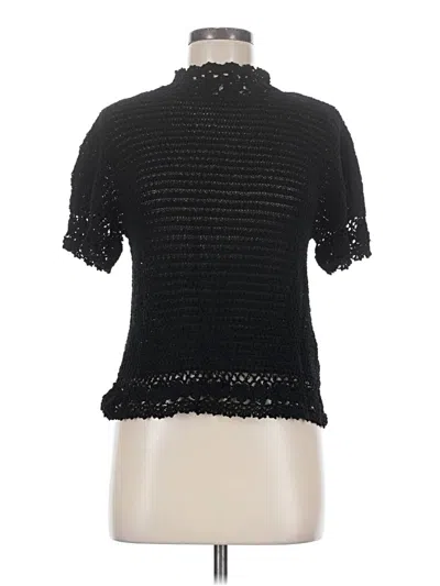 Zara Short Sleeve Top Black Mock Neckline Tops