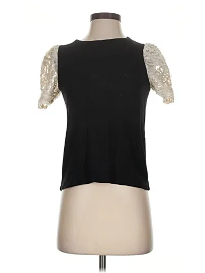Pre-owned Zara Short Sleeve Top Black Mock Neckline Tops
