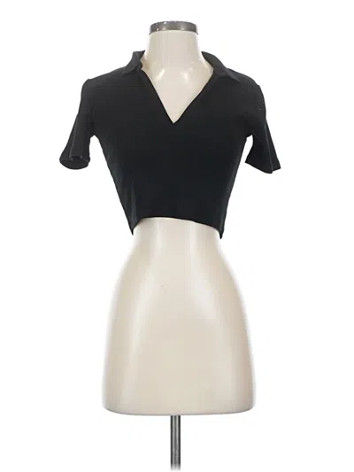 Pre-owned Zara Short Sleeve Top Black Open Neckline Tops
