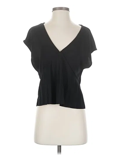 Pre-owned Zara Short Sleeve Top Black Plunge Neckline Tops