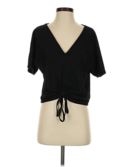 Pre-owned Zara Short Sleeve Top Black Plunge Neckline Tops