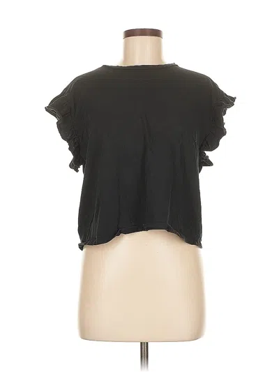 Pre-owned Zara Short Sleeve Top Black Ruffles Neckline Tops