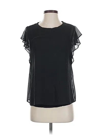 Pre-owned Zara Short Sleeve Top Black Ruffles Neckline Tops