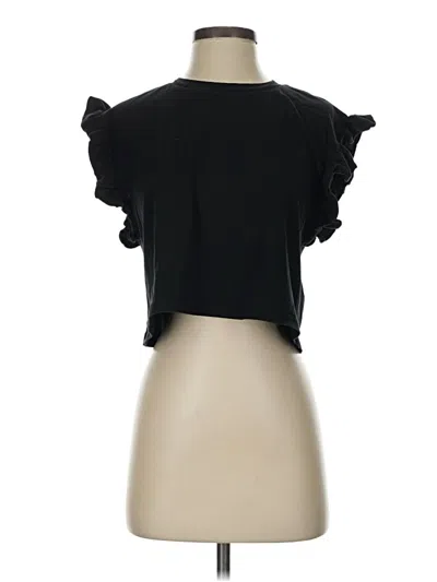 Pre-owned Zara Short Sleeve Top Black Ruffles Neckline Tops