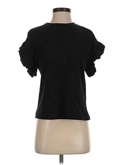 Pre-owned Zara Short Sleeve Top Black Ruffles Neckline Tops