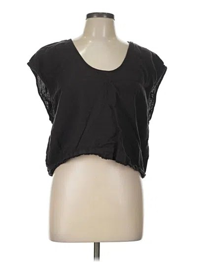 Pre-owned Zara Short Sleeve Top Black Scoop Neck Tops