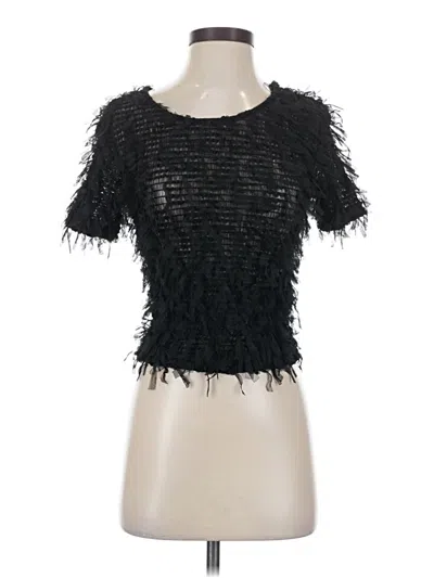 Pre-owned Zara Short Sleeve Top Black Square Neckline Tops
