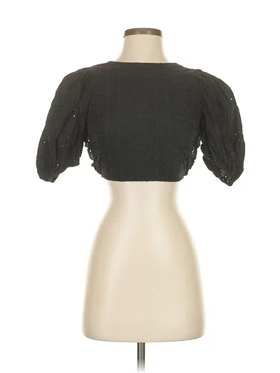 Pre-owned Zara Short Sleeve Top Black Sweetheart Neckline Tops