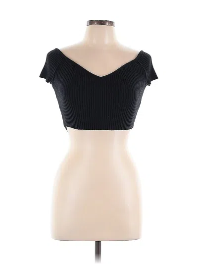 Pre-owned Zara Short Sleeve Top Black Sweetheart Neckline Tops