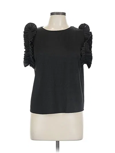 Pre-owned Zara Short Sleeve Top Black Sweetheart Neckline Tops