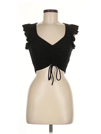 Pre-owned Zara Short Sleeve Top Black Sweetheart Neckline Tops