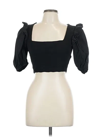 Pre-owned Zara Short Sleeve Top Black Sweetheart Neckline Tops